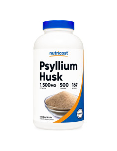 Nutricost Psyllium Husk 1500mg 500 Cápsulas Sin OGM Gluten