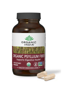Cápsulas de Psyllium Organic India - Suplemento de Fibra 180 Unidades