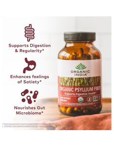 Cápsulas de Psyllium Organic India - Suplemento de Fibra 180 Unidades 2
