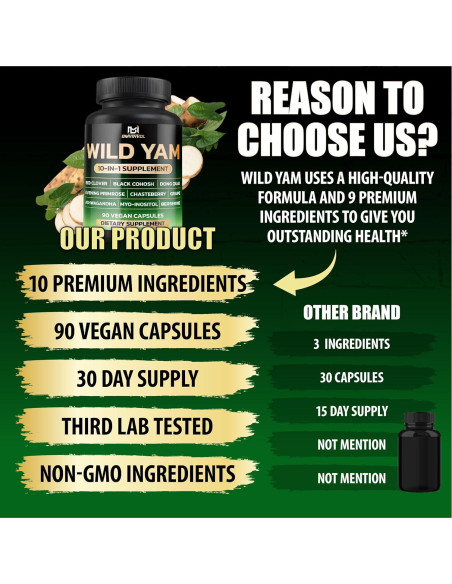 Suplemento de Ñame Silvestre BMVINVOL 90 Cápsulas - Equilibrio Hormonal