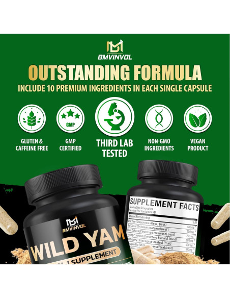 Suplemento de Ñame Silvestre BMVINVOL 90 Cápsulas - Equilibrio Hormonal