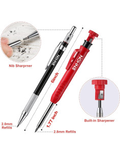 Conjunto de Lápices de Carpintero Enhon 6PCS con Recargas 2