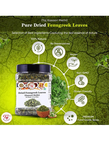 Hojas de Fenogreco Secas TAJ Kasoori Methi 28g - Especias Indias