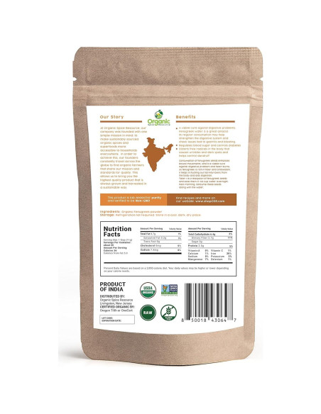 Polvo de Fenogreco Orgánico 226g - SHOPOSR, Aprobado USDA