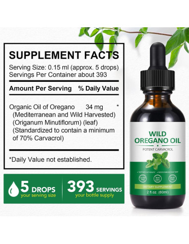 Aceite de Orégano Mariayu 59.15 ml - Suplemento Natural Vegano