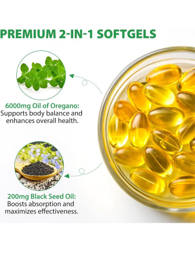 Cápsulas de Aceite de Orégano Orgánico 6000mg ReliCo - 120 Unidades