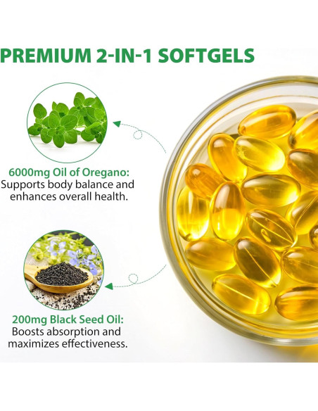 Cápsulas de Aceite de Orégano Orgánico 6000mg ReliCo - 120 Unidades