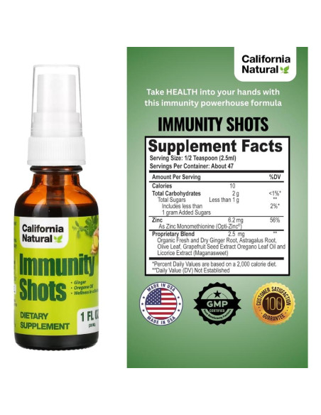 Inyecciones de Inmunidad Natural California 30ml Jengibre y Orégano