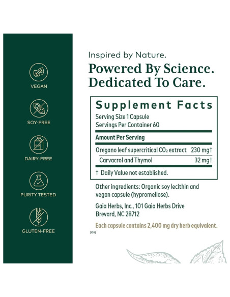 Aceite de Orégano Gaia Herbs 60 cápsulas blandas 159g