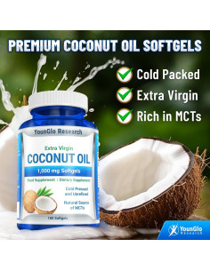 Aceite de Coco Orgánico Extra Virgen 1000 mg 180 Cápsulas Veganas 2