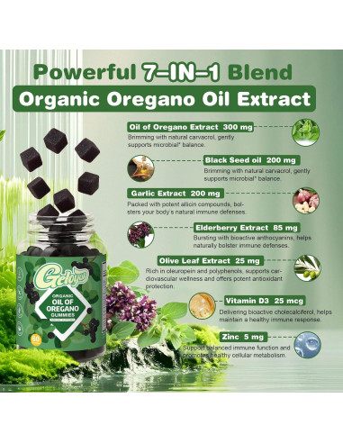 Gomitas Veganas Geloyar con Aceite de Orégano y Semilla Negra - 60 Unidades