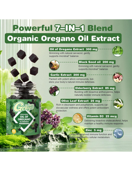 Gomitas Veganas Geloyar con Aceite de Orégano y Semilla Negra - 60 Unidades