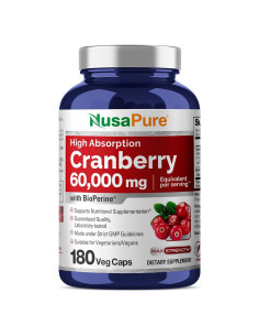 Suplemento de Arándano NusaPure 60,000 mg 180 Cápsulas Veganas