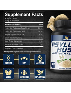 Suplemento de Fibra BMVINVOL Cáscara de Psyllium 240 Cápsulas 2