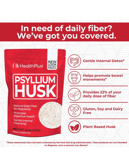 Cápsulas de Psyllium Health Plus 680 g - Suplemento de Fibra