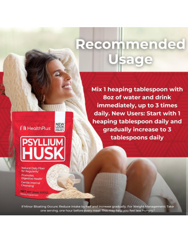 Cápsulas de Psyllium Health Plus 680 g - Suplemento de Fibra