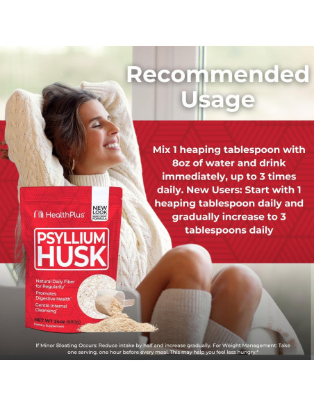 Cápsulas de Psyllium Health Plus 680 g - Suplemento de Fibra