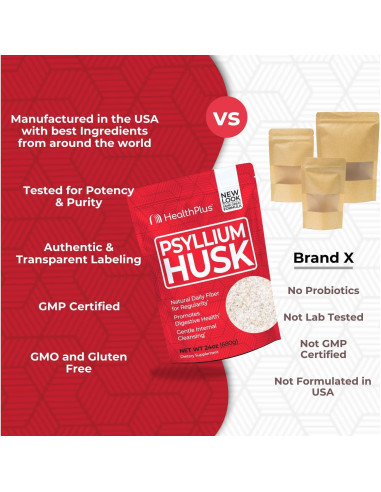 Cápsulas de Psyllium Health Plus 680 g - Suplemento de Fibra