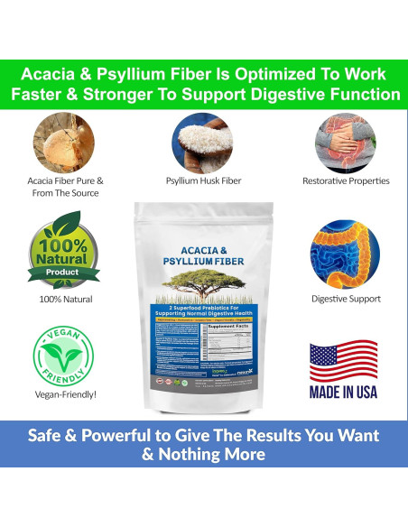 Suplemento de Fibra Orgánica Acacia y Psyllium - 2 Paquetes de 680g