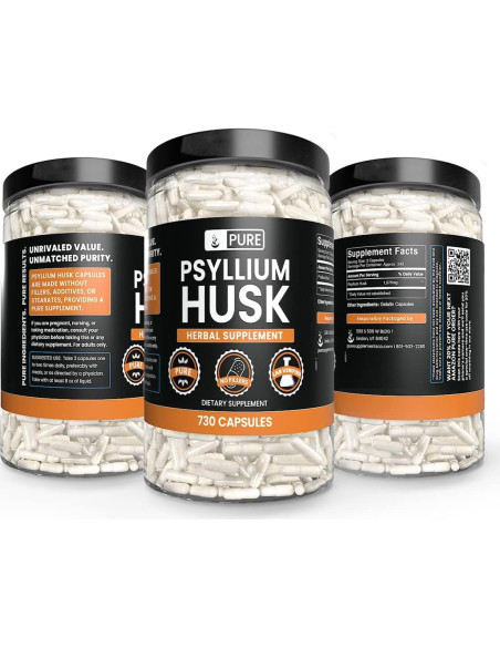 Cápsulas de Psyllium 730 Unidades - Ingredientes Orgánicos Puros
