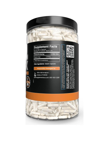 Cápsulas de Psyllium 730 Unidades - Ingredientes Orgánicos Puros