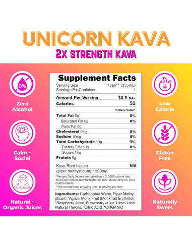 Bebida Espumosa de Kava Unicorn P Botanical Brewing 355 ml 4 Latas