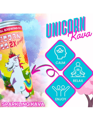 Bebida Espumosa de Kava Unicorn P Botanical Brewing 355 ml 4 Latas