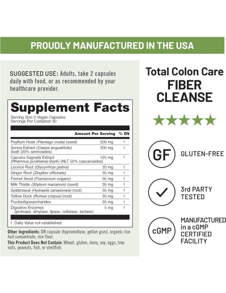 NatureWise Cuidado Total del Colon - 60 Cápsulas de Laxantes Naturales