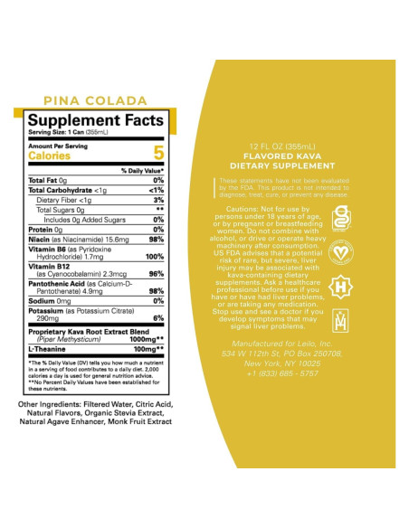 Bebida Mocktail de Pina Colada LEILO - Paquete de 12 Latas 355ml