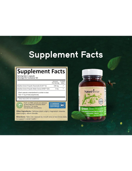 Cápsulas de Propóleos Verdes NaturaNectar - 60 Piezas
