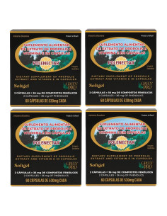 4 Cajas de Polenectar Propóleos Brasileños 300mg 60 Gelatinas