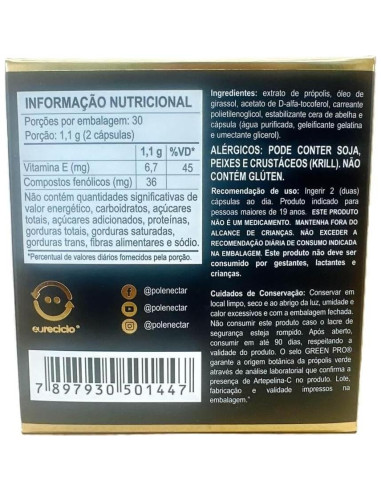 4 Cajas de Polenectar Propóleos Brasileños 300mg 60 Gelatinas
