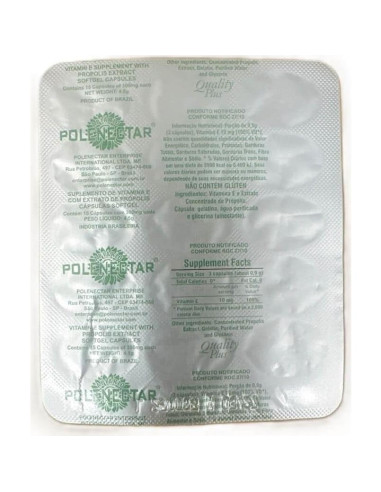 4 Cajas de Polenectar Propóleos Brasileños 300mg 60 Gelatinas