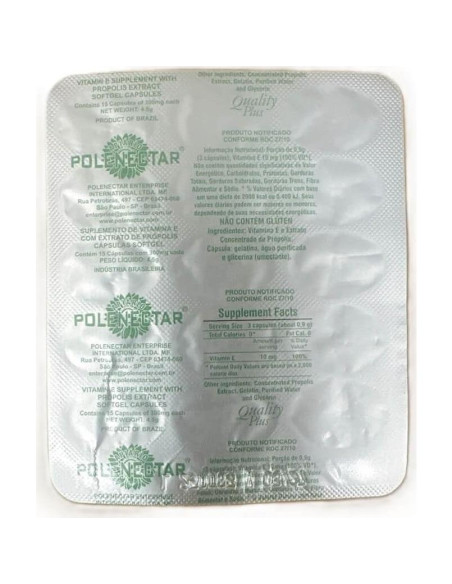 4 Cajas de Polenectar Propóleos Brasileños 300mg 60 Gelatinas