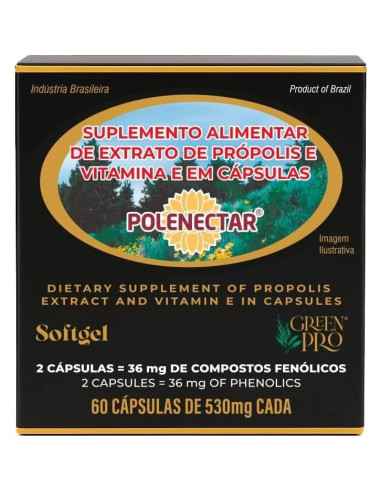 4 Cajas de Polenectar Propóleos Brasileños 300mg 60 Gelatinas