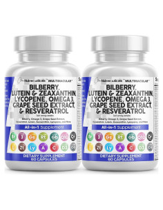 Vitaminas Oculares Clean Nutraceuticals con Luteína y Omega 3 - 2 Paquetes