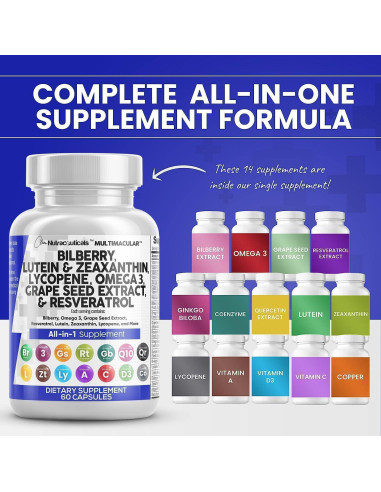 Vitaminas Oculares Clean Nutraceuticals con Luteína y Omega 3 - 2 Paquetes