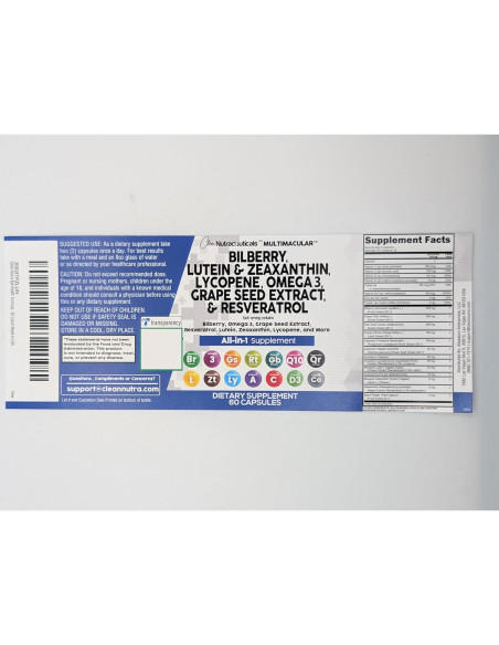 Vitaminas Oculares Clean Nutraceuticals con Luteína y Omega 3 - 2 Paquetes