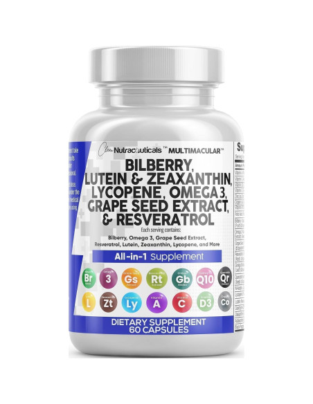 Vitaminas Oculares Clean Nutraceuticals con Luteína y Omega 3 - 2 Paquetes