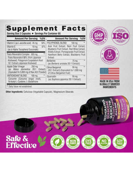 Suplemento de Resveratrol NUTRA HARMONY - 120 Cápsulas Antioxidantes