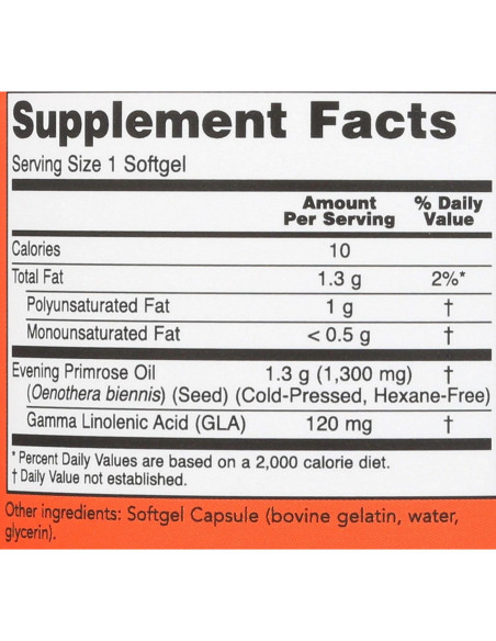 Suplemento de Aceite de Onagra Now Foods 1300mg 120 Gelatinas