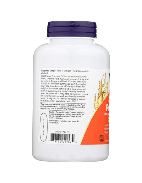 Suplemento de Aceite de Onagra Now Foods 1300mg 120 Gelatinas