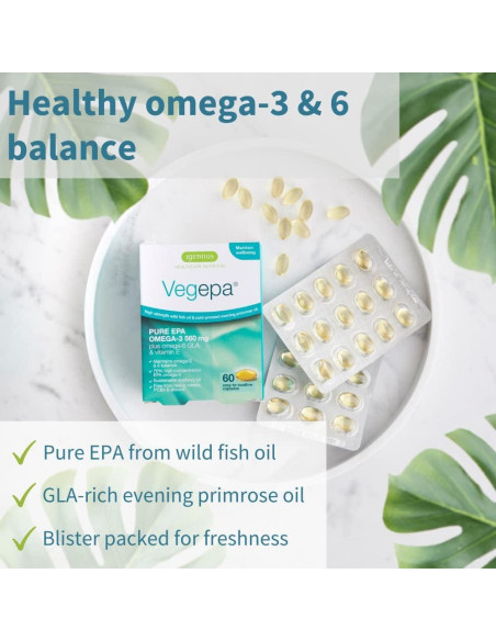 Vegepa Omega 3 Aceite de Pescado Salvaje 560 mg EPA 60 Cápsulas Vegepa Omega 3 Aceite de Pescado Salvaje 560 mg EPA 60 Cápsulas