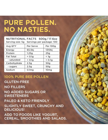 Gránulos de Polen de Abeja Helio Hives 0.5 kg - Puro de Australia