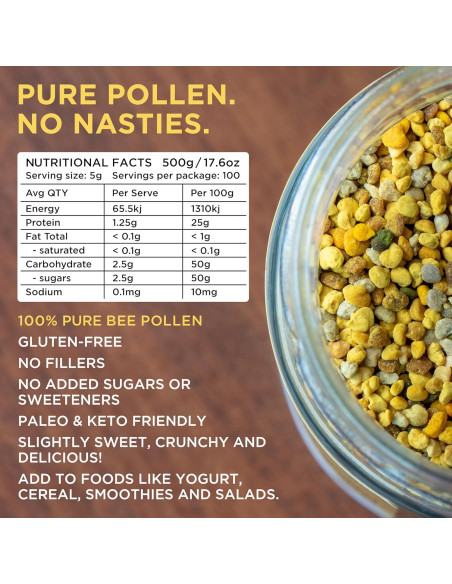 Gránulos de Polen de Abeja Helio Hives 0.5 kg - Puro de Australia