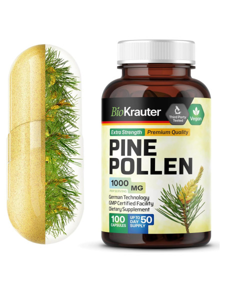 Cápsulas de Polen de Pino BioKrauter 1000 mg - 100 Unidades