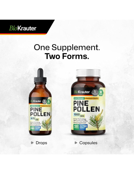 Cápsulas de Polen de Pino BioKrauter 1000 mg - 100 Unidades