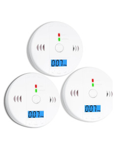 Paquete de 3 Detectores de Monóxido de Carbono Pumwry LCD