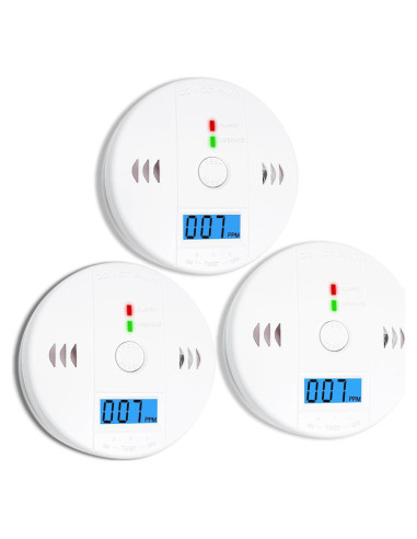 Paquete de 3 Detectores de Monóxido de Carbono Pumwry LCD