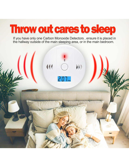 Paquete de 3 Detectores de Monóxido de Carbono Pumwry LCD